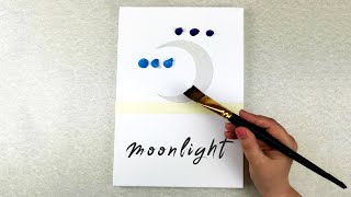 Moonlihgt Landscape Acrylic Painting on Canvas Step by Step｜Satisfying