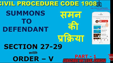 SUMMONS TO DEFANDENTS   SECTION 27 TO 29& ORDER 5 CPC 1908