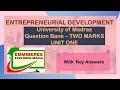 Entrepreneurial development - unit one two marks question bank
