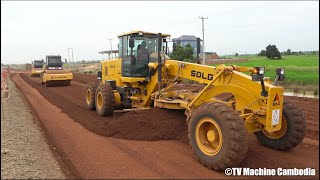 Motoniveladora SDLG Grading With Road Roller Work On Road សកម្មភាពធ្វើផ្លូវជាតិលេង៥