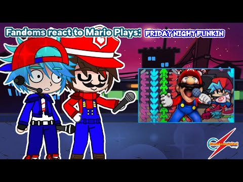 Fandoms React to Mario Plays: Friday Night Funkin. ||Gacha Club (🇺🇲/🇲🇽)||
