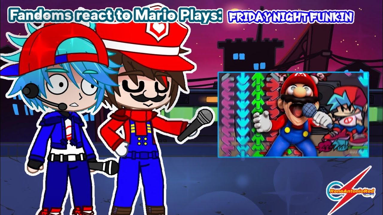 Fandoms React to Mario Plays: Friday Night Funkin. ||Gacha Club (🇺🇲/🇲🇽)||