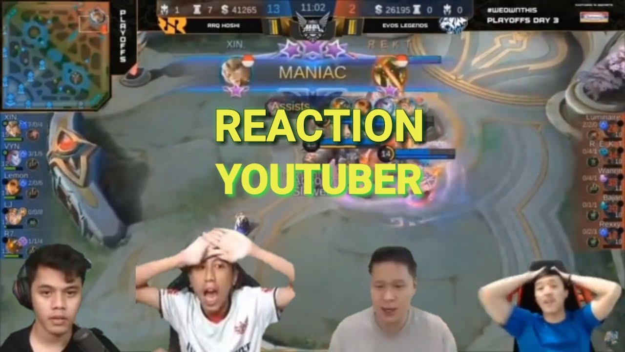 KIMI XINNN MANIAC REACTION YOUTUBER | RRQ VS EVOS MPLS5