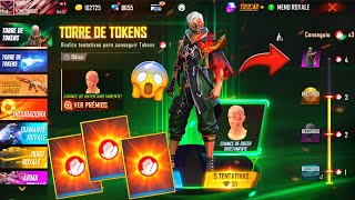 NOVO TORRE DE TOKENS FREE FIRE - TA MAIS FÁCIL? CONJUNTO ARES, PINTURA DE GUERRA - NOVO EVENTO FF