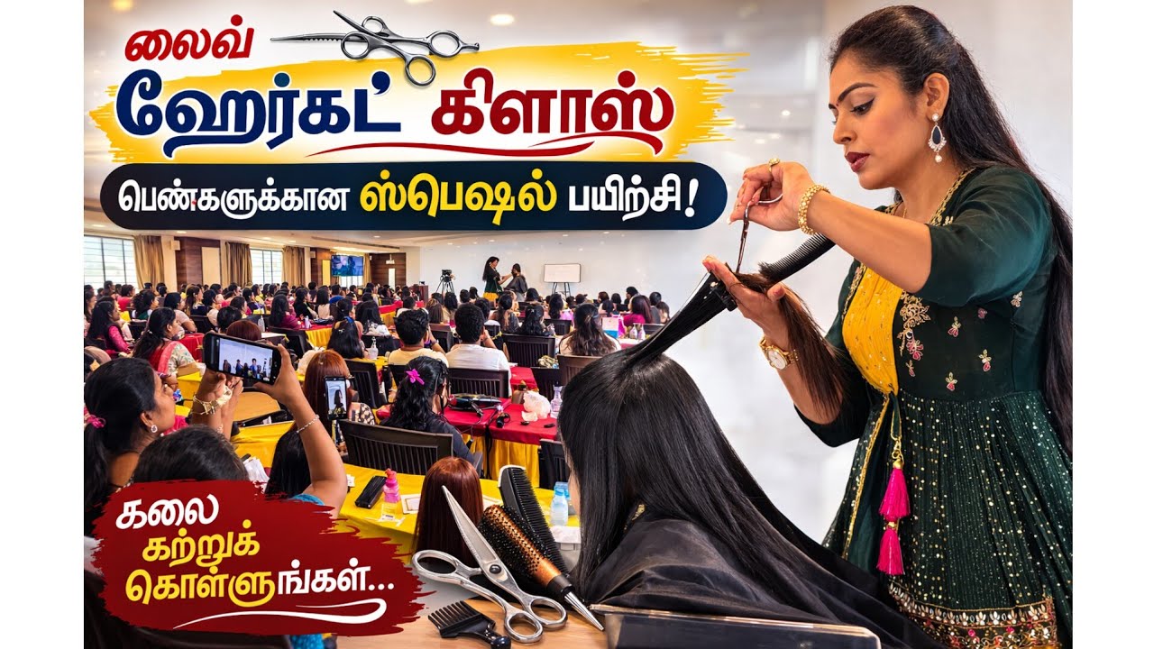 “ஹேர்கட் லைவ் கிளாஸ்” ✂️100+ பெண்கள் கலந்து கொண்ட பயிற்சி!
