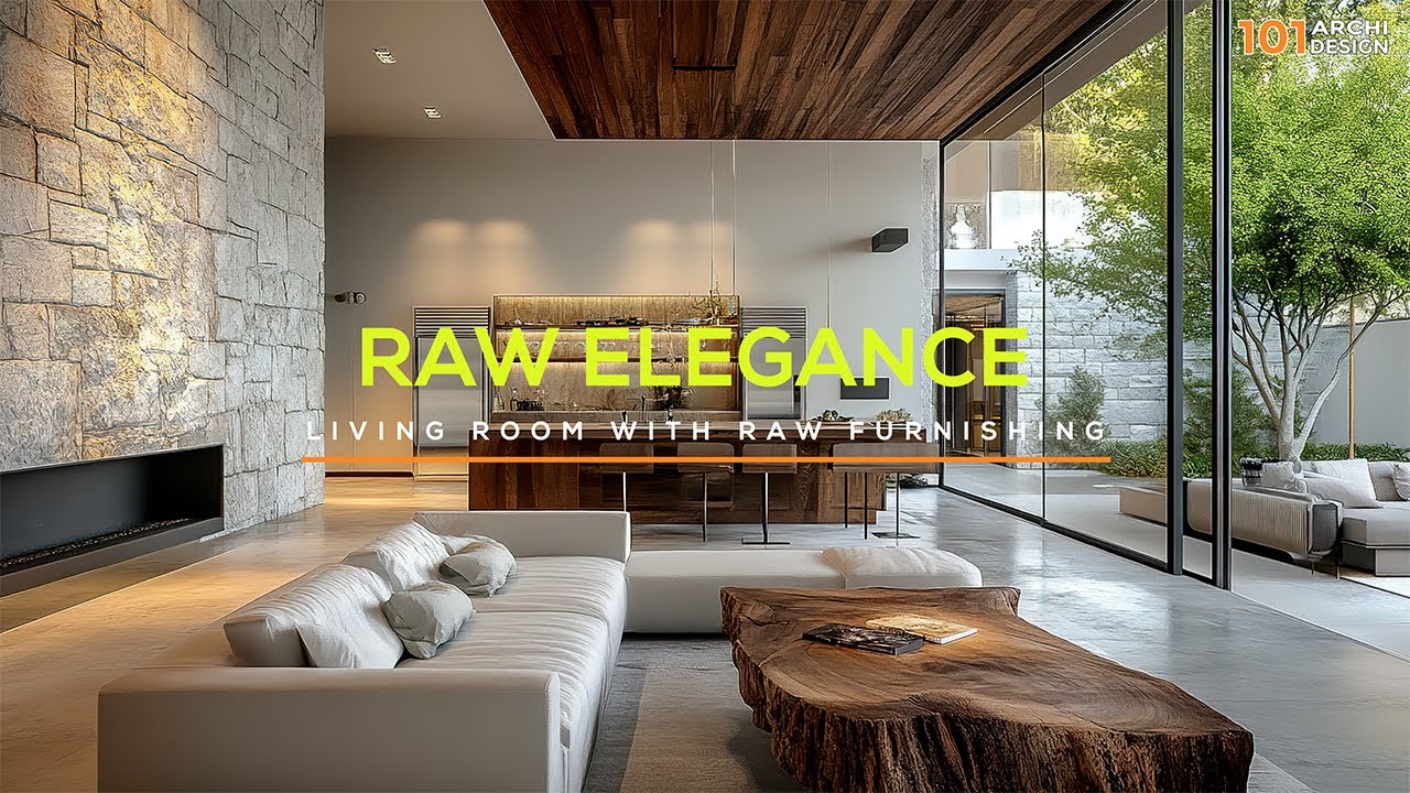 Raw Elegance: Contemporary Living Room Design with Natural Furniture ...