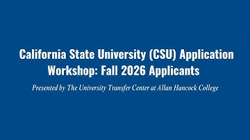 CSU Application for Fall 2026 Applicants