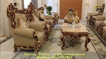 BÀN GHẾ CỔ ĐIỂN DÁT VÀNG TỪ GỖ GÕ ĐỎ || LUXURY PALACE