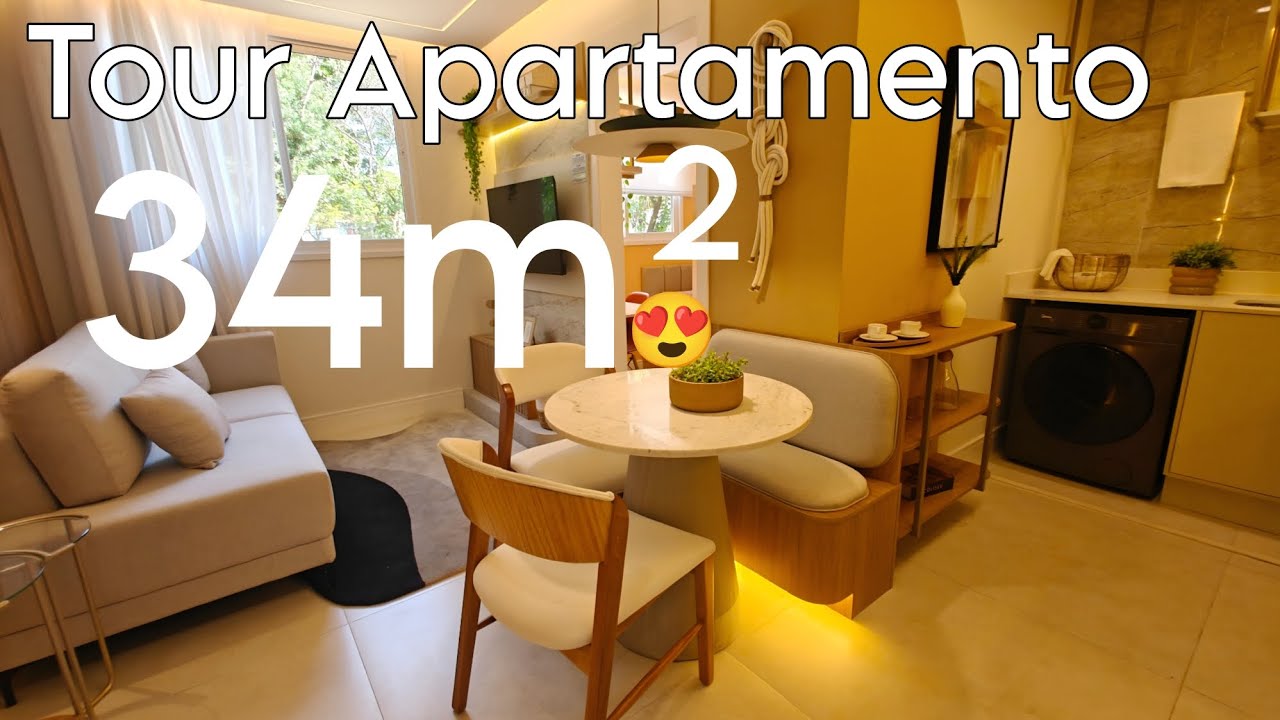 😍TOUR APARTAMENTO 34M² - APARTAMENTO MODELO DECORADO LINDO - Tour apê / tour pelo apê 34m²
