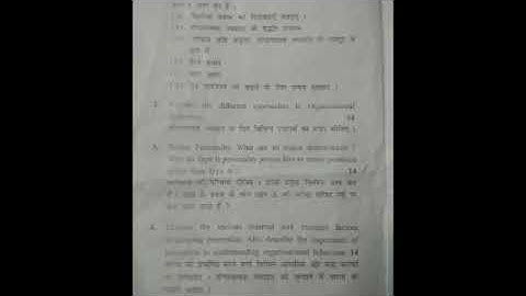 M.com 1st sem Organisational behaviour Dec 2017 kuk