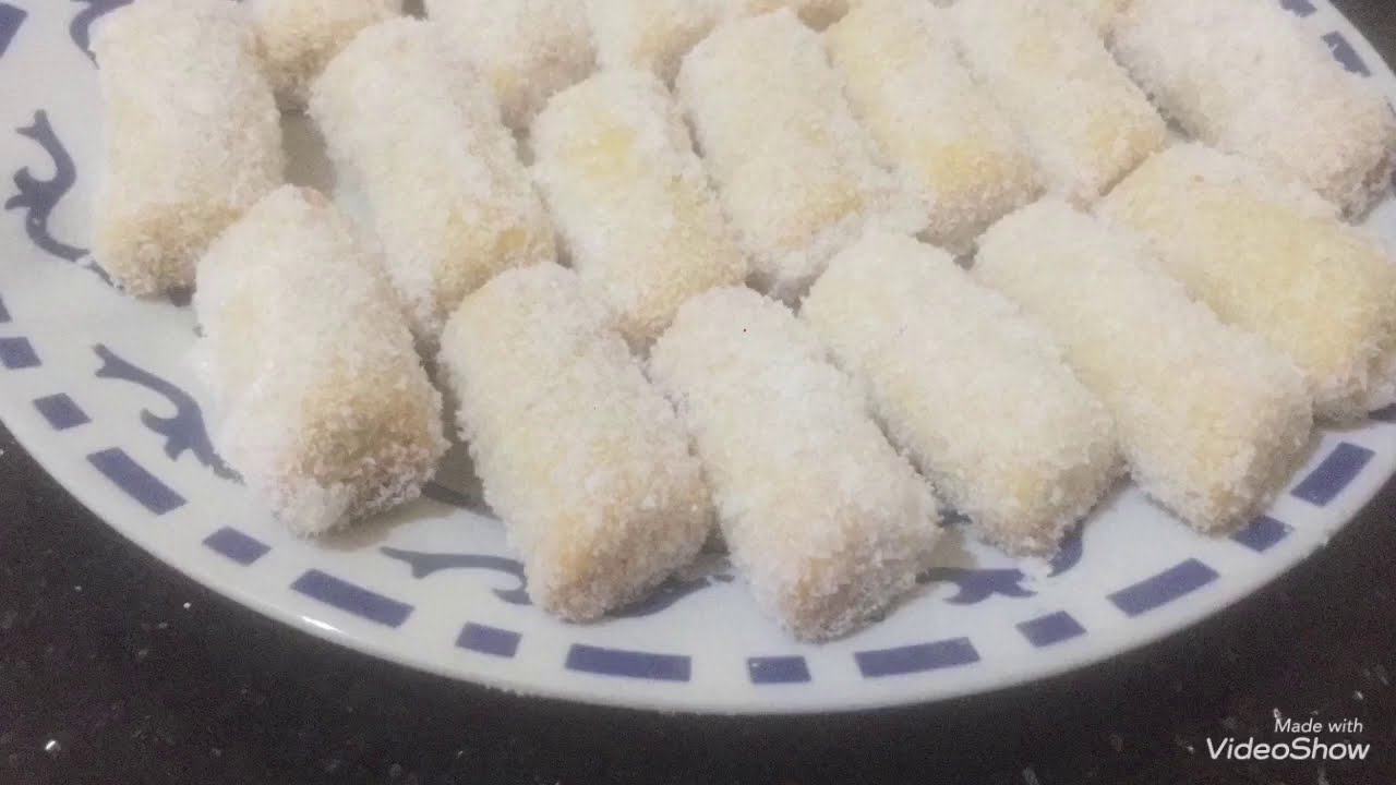 طريقه أصابع جوز الهند المعسله هشه وحفيفه وذوب في الفم مطبخ أم ياسمين ليبيا💕