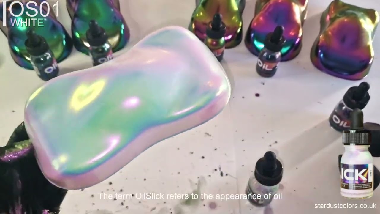 Application oilslick over 6 speedshapes - 6 colours of OilShift patina UK