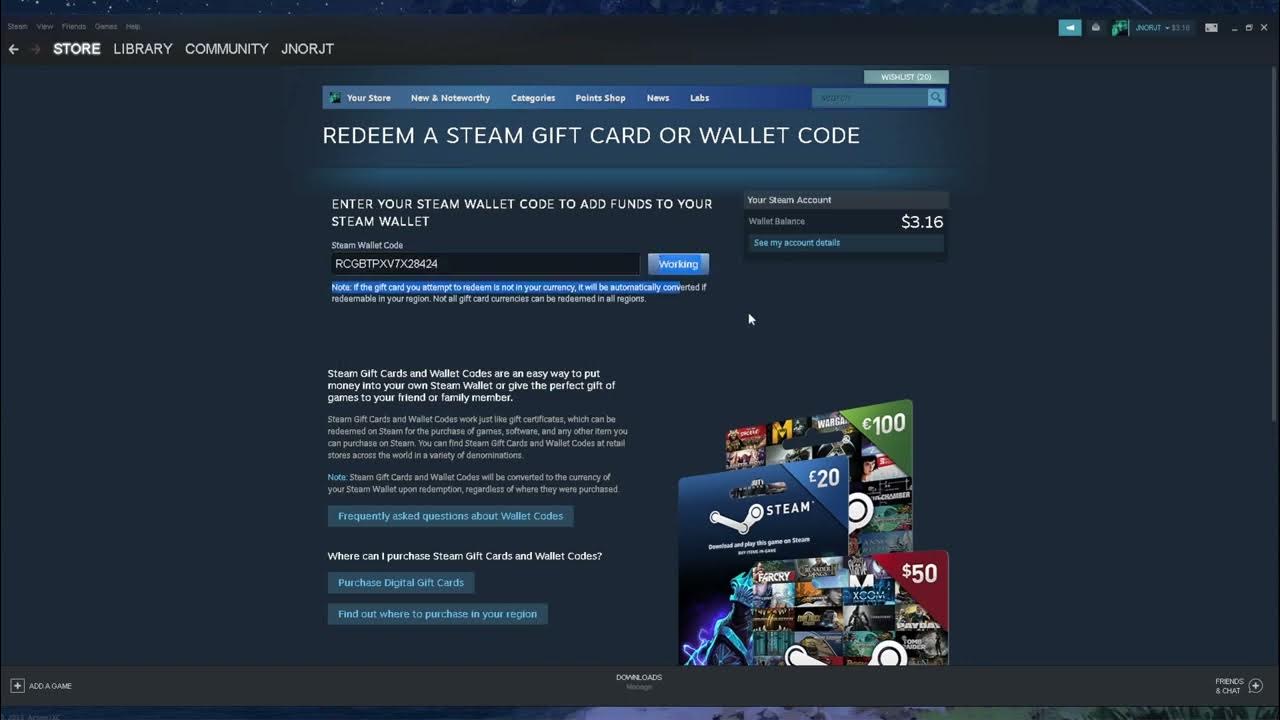 Redeeming 2 50 Steam Wallet Card Codes On Steam YouTube