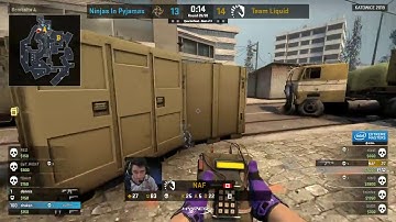 Naf 1v3 clutch (Overpass) - Liquid vs NiP - IEM Katowice 2018