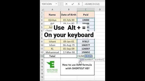 MS EXCEL|| How to SUM with shortcut key (only keyboard) #shorts #excel #excelshortcuts #exceltricks