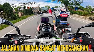 AKANG MV TOURING TO MEDAN ON A NEW BIKE‼️THE TRUCKS ARE DRIVING LIKE CRAZY, IT'S TERRIFYING‼️