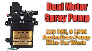 Dual Motor Spray Pump, 220 PSI 9 LPM, High Pressure Bike Car Wash, Agriculture Pump