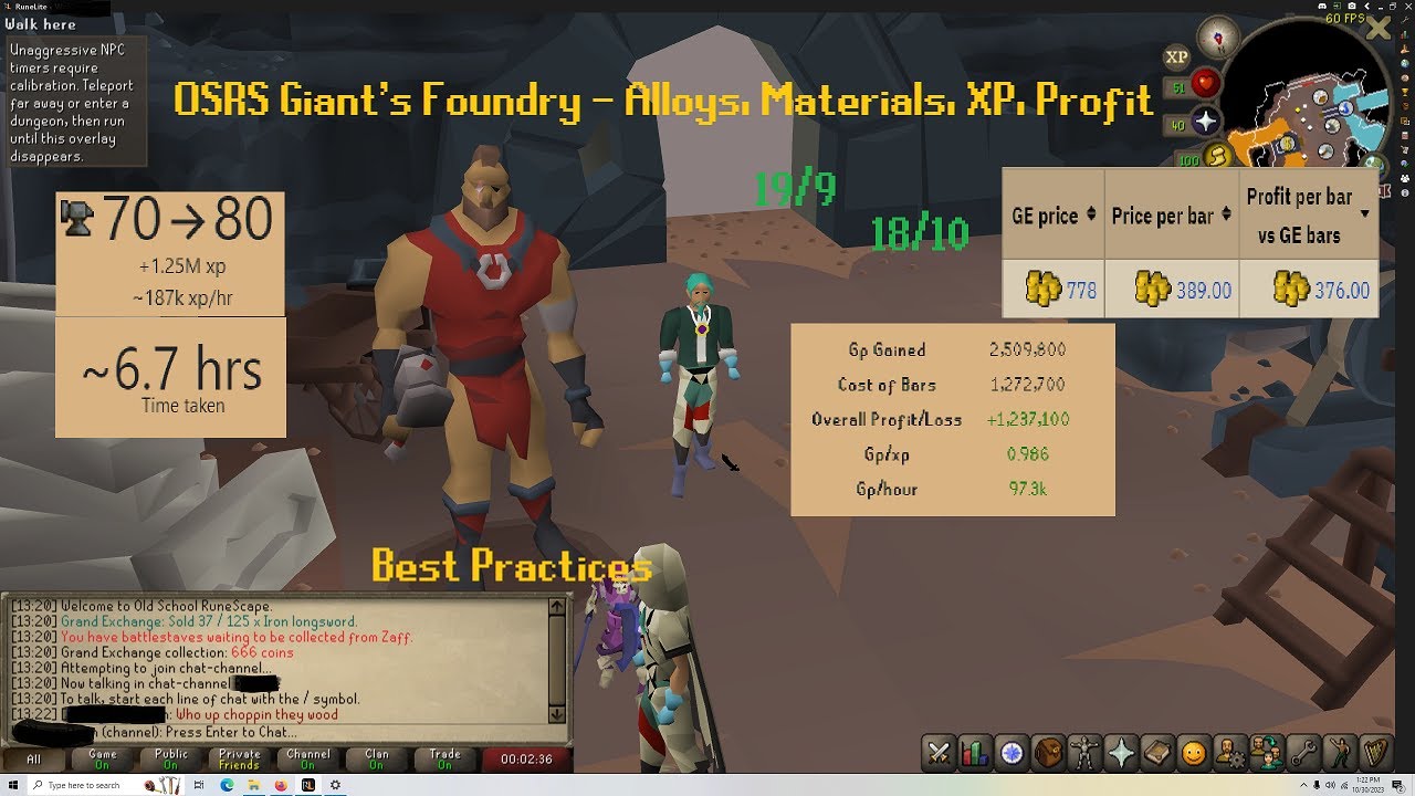 OSRS Giant's Foundry - Alloys, Materials, XP, Profit - Best Practices