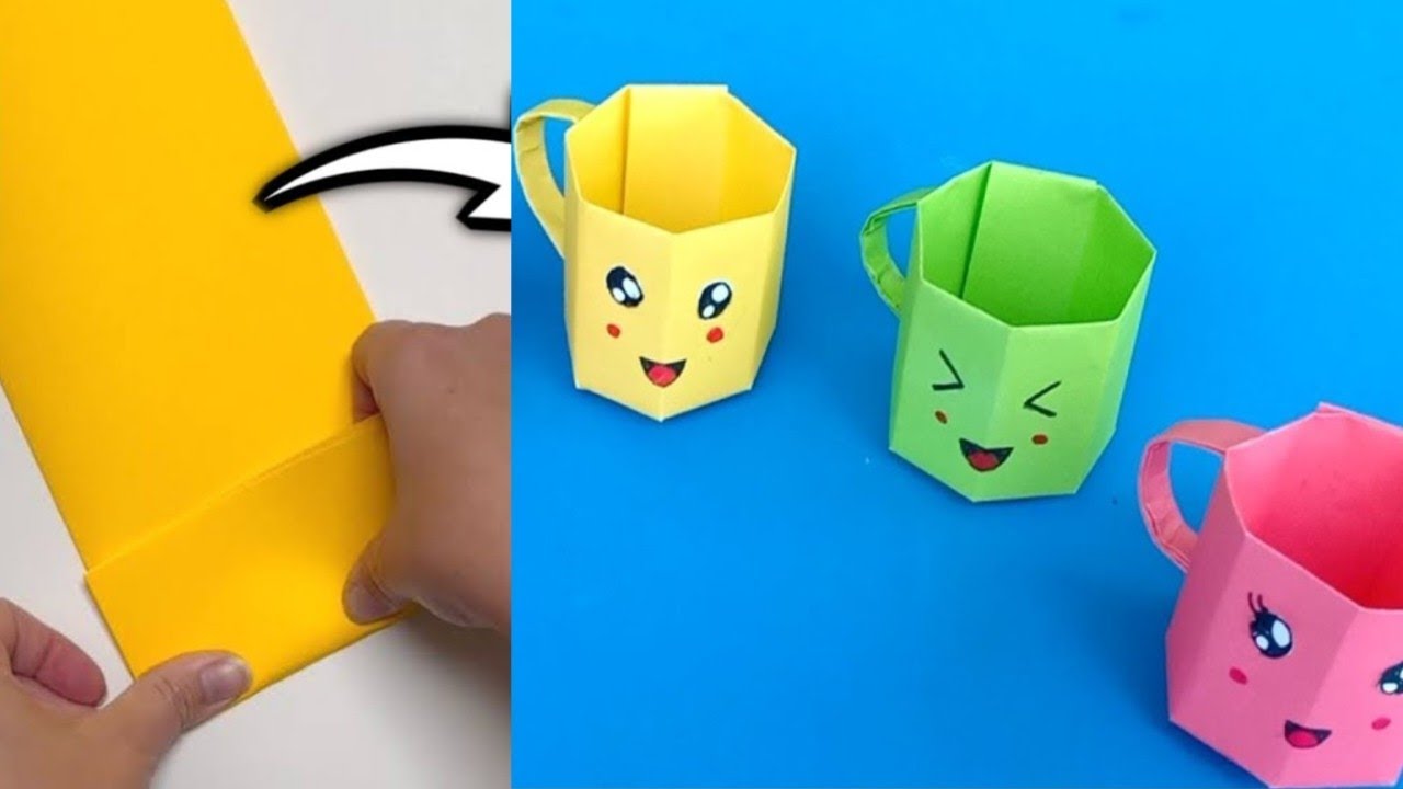 DIY mini paper cup / paper craft for school/ paper craft / Easy origami ...