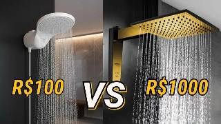 Chuveiro de R$100 VS de R$1.000