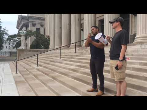 Amaad rivera speaks at springfield anti-fascism rally