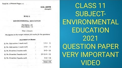 HS 1st year Environment Education 2021 question paper. very important video. AHSEC.