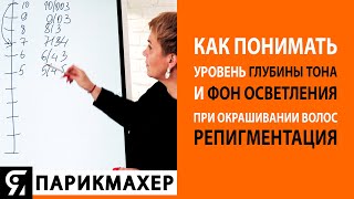 Как понимать уровень глубины тона и фон осветления при окрашивании волос? РЕпигментация.