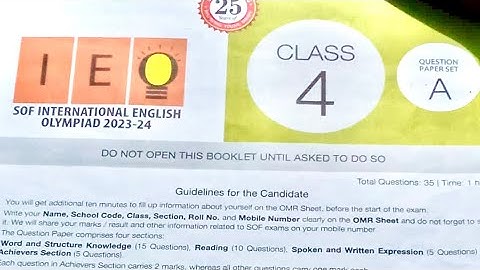 2023-24 IEO Class 4 Solved Paper | SOF English Olympiad Grade 4 Question paper with Answers | IEO