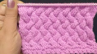 Large Wicker Knit Pattern/Diagonal Basket Weave design for Coats, Cardigans/Jackets/Shawls/Pullovers