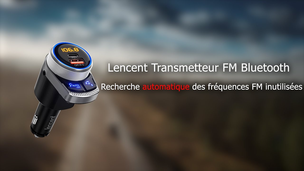 LENCENT Transmetteur FM Bluetooth Voiture,Recherche Auto fréquence