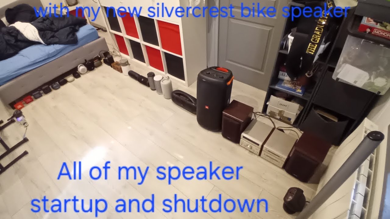 All of my speaker startup and shutdown with new silvercrest bike speaker and jbl partylights