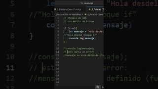 Palabra clave let con ámbito en bloque #javascript #viral #viralshort #coding #vscode