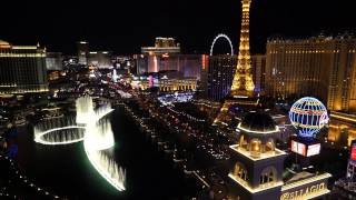 [HD] Bellagio Fountains from 33 Stories Up - Las Vegas Strip - Part 1