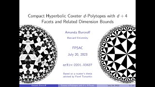 Burcroff: Compact Hyperbolic Coxeter d-Polytopes with d   4 Facets - FPSAC 2023 Davis