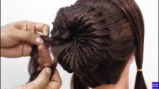 2 min Indian Bun Hairstyle for parties - Indian wedding Occassions - Unseen Party Hairstyle 2021