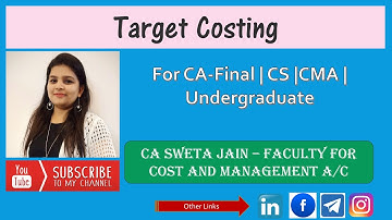 Target Costing| By CA Sweta Jain | CA Inter | CA Final | CS | B.com | BBA | CMA