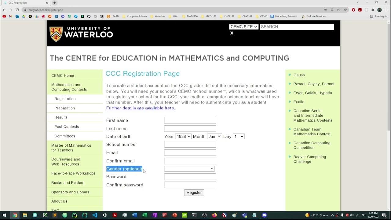 How To Register for CCC ( Canadian Computing Competition ) YouTube