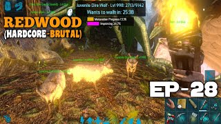 Ark Mobile Cave Direwolf Breeding & Growing The Baby Direwolf Giganotosaurus Saddle Ep - 28