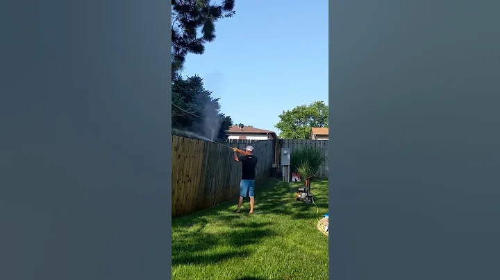 Power washing the fence.