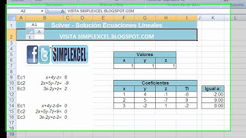 Solución de Ecuaciones lineales con Solver en EXCEL