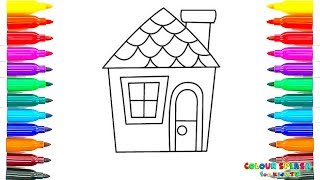How To Draw and Paint House | Colors and Coloring Page