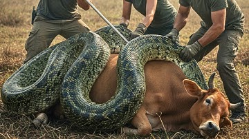 Animal rescue : brave calf runs for help to save mother from giant python