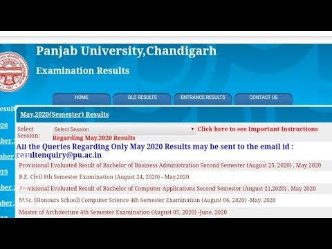 May 2020 Exams promote results declare Punjab University, Chandigarh BCA, B.A PU reappear students