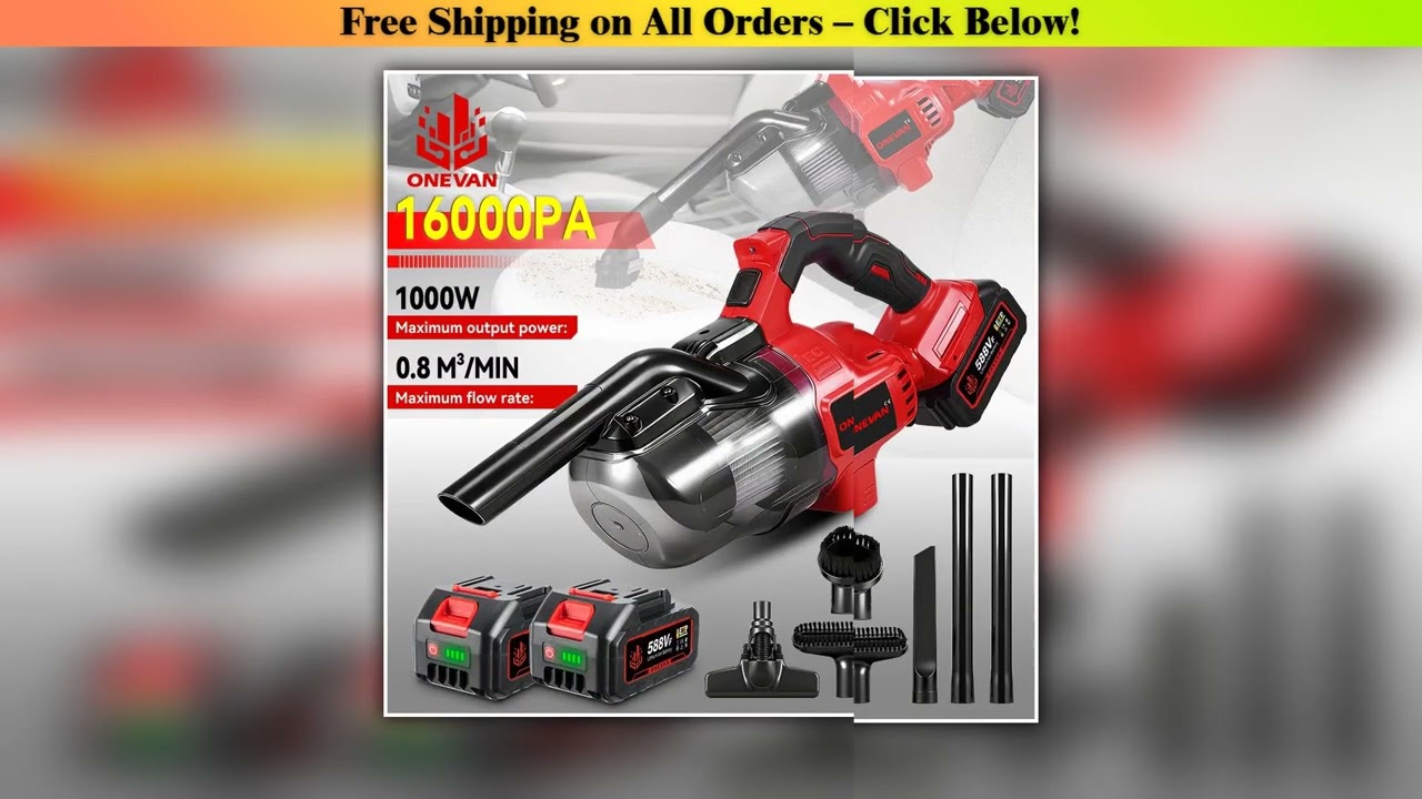 16000PA Electric Vacuum Portable Cleaner Wireless Blower Floor Pet Hair Dust Cleaning Powerful