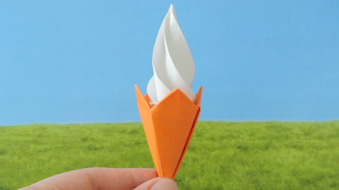 折り紙 立体ミニソフトクリームの作り方 Origami Mini 3d Soft Serve Ice Cream Youtube