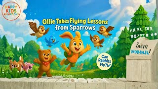 🐰🕊️ Ollie Takes Flying Lessons from Sparrows – Can He Really Fly?! 😲✨🌤️