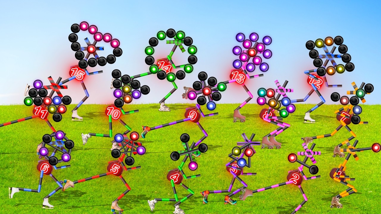 【踏切アニメ】団体で通り過ぎるとても変なスケート踏切たちの大行進