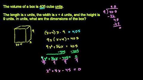 02   Solving quadratics by factoring   03   Dimensions from volume of box