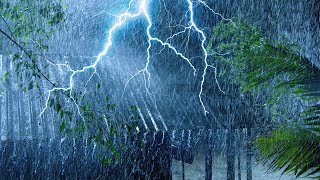Rainstorm Sounds for Sleeping | Heavy Rain, Mighty Thunder & Strong Wind | White Noise Thunderstorm