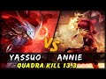 YASSUO Quadrakill - Yasuo vs Annie MID Patch 13.3 - Yasuo Gameplay